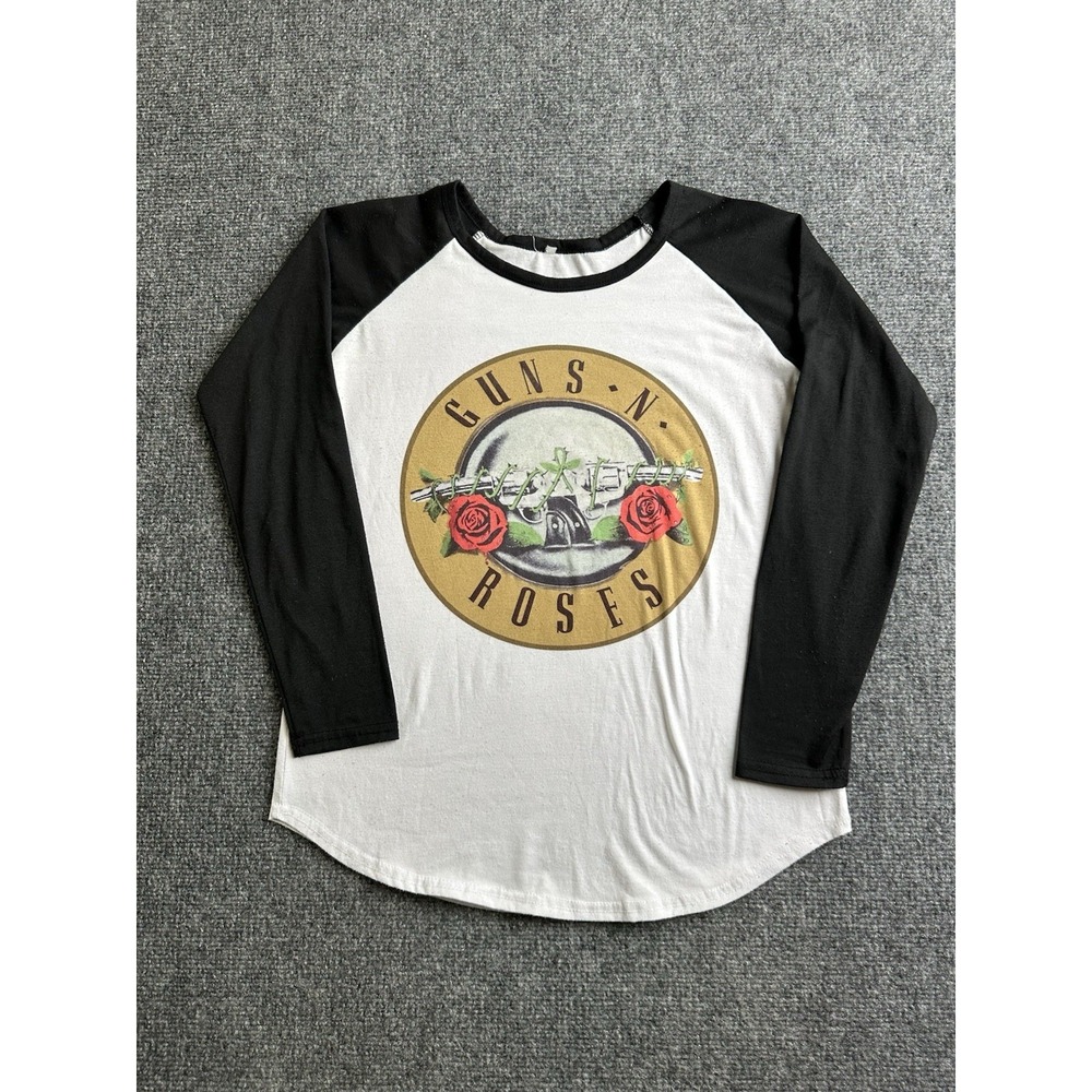 Women's Guns N' Roses Logo 3/4 Sleeve Raglan Baseball T Shirt, Size S